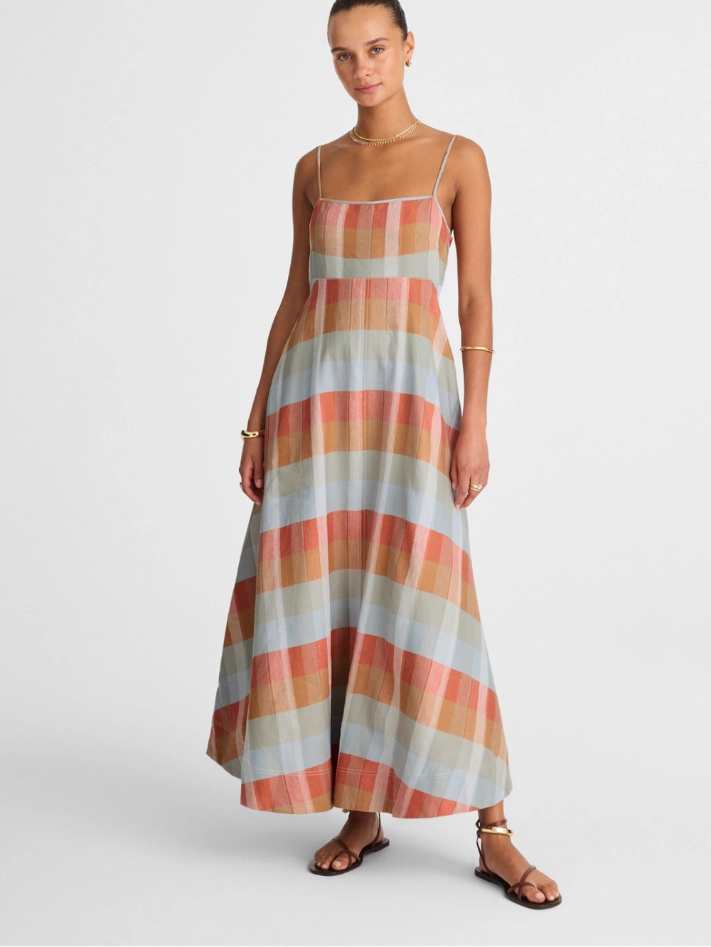 NWT Madewell Empire-Waist Midi Dress in Plaid in Size Small